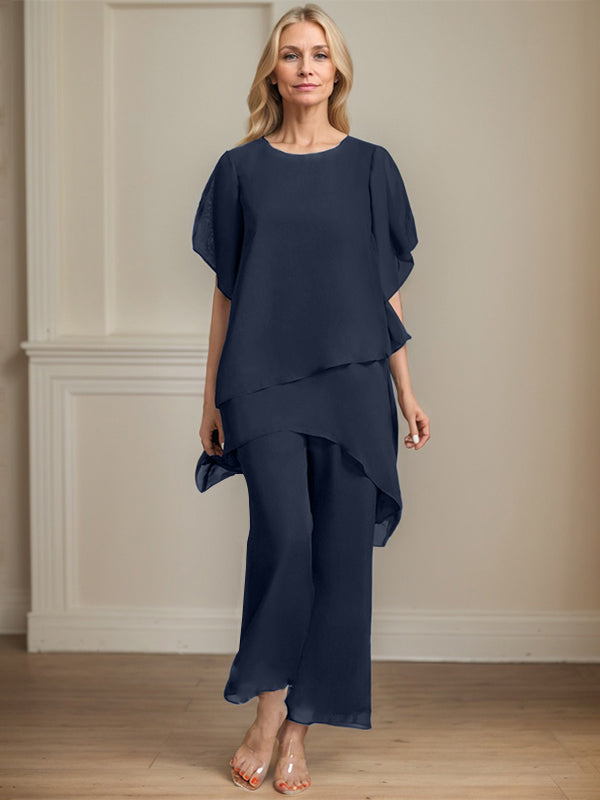 Pantsuit Scoop Ankle-Length Chiffon Mother of the Bride Dress