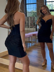 Navy Bodycon Sweetheart Short Corset Homecoming Dress with Beading