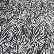 Black Sequined Zebra Panel Long Sleeve Draped Split Sheath Floor-Length Gown Dress