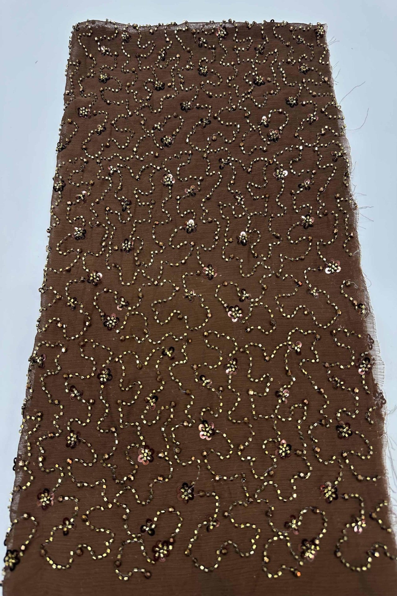 Brown One-Shoulder Beaded Sheath Floor-Length Gown Dress