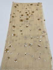 Halter Neck Amber Gold Beaded Evening Dresses with Criss-Cross Front and Trumpet Skirt