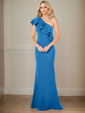 A-line One Shoulder Floor-Length Chiffon Mother of the Bride Dress With Ruffles