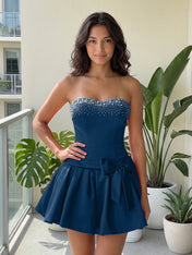 Fuchsia Pearl Corset Short Homecoming Dresses Large Waist Bow Lace Up Back