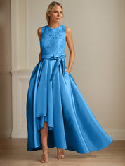 A-Line/Princess Jewel Neck Sleeveless Mother Of The Bride Dresses With Pleats Lace