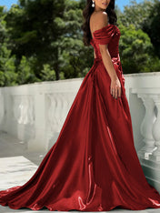Off-the-Shoulder Asymmetrical Sequin Bodice Prom Dress with Slit