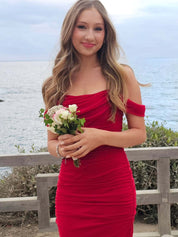 Blue Off The Shoulder Pleats Mermaid Long Formal Prom Dress