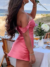 Off the Shoulder Ruched Short Homecoming Dress
