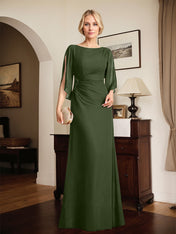 Sheath/Column Scoop Floor-Length Chiffon Mother of the Bride Dress With Pleated Beading