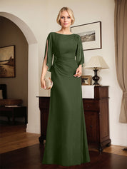 Sheath/Column Scoop Floor-Length Chiffon Mother of the Bride Dress With Pleated Beading