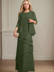 Robe fourreau en mousseline de soie pour mère de la mariée, longueur au sol 
