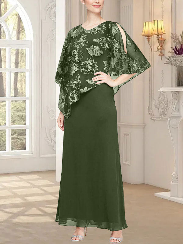 Robe longue en maille pailletée avec corsage asymétrique fantaisie superposé 