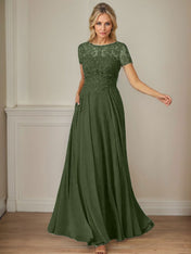 Dark Navy A-Line Boatneck Sequins Chiffon Dress