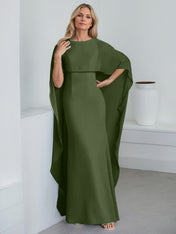 Sheath Scoop Floor-Length Chiffon Mother of the Bride Dress With Cascading Ruffles