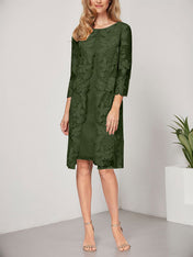 A-line Scoop Knee-Length Chiffon Lace Mother of the Bride Dress With Jacket