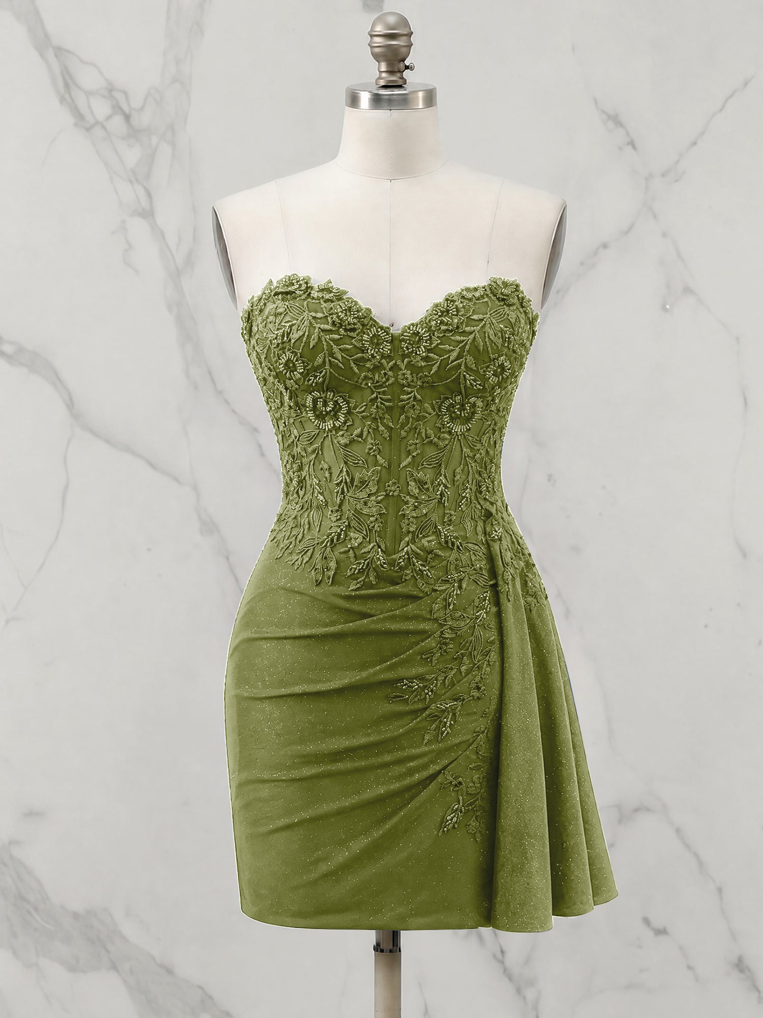 Strapless Sweetheart Draped Mini Homecoming Dress