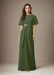 Dark Navy Sheath Beaded Chiffon Dress