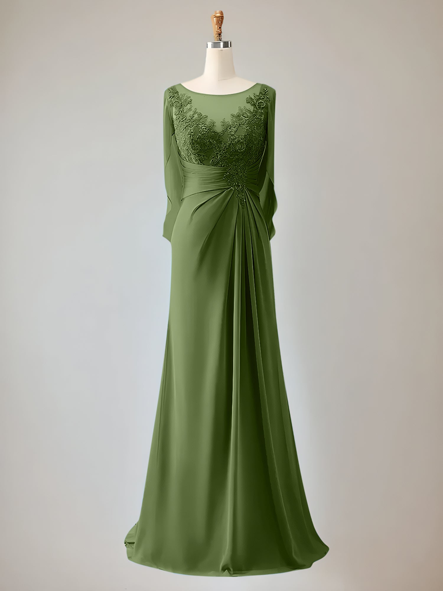 2 Sleeve Chiffon Mother of the Bride Dress With Beadings