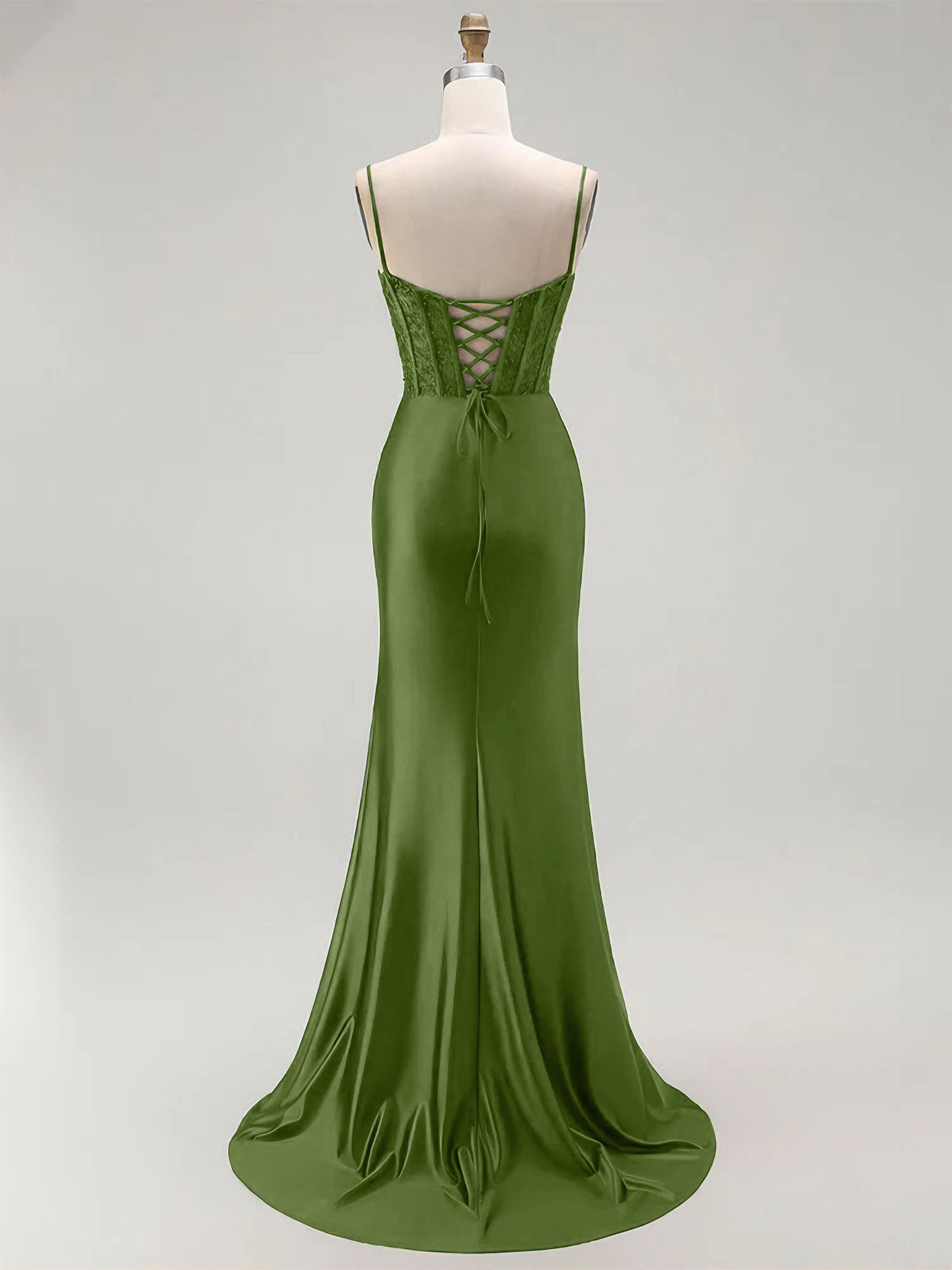Sparkly Satin Mermaid Long Corset Prom Dress with Beading