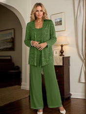 Chiffon Mother of the Bride Pantsuits with Jacket & Sequins
