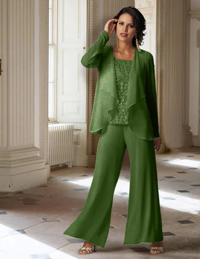 Chiffon Long Sleeves Mother of the Bride Pantsuits with Jacket