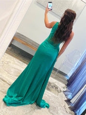 One-Shoulder Corset Bodice Prom Dress with High Slit
