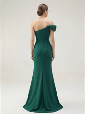 One Shoulder Pleat Mermaid Chiffon Evening Dresses for Women Gown