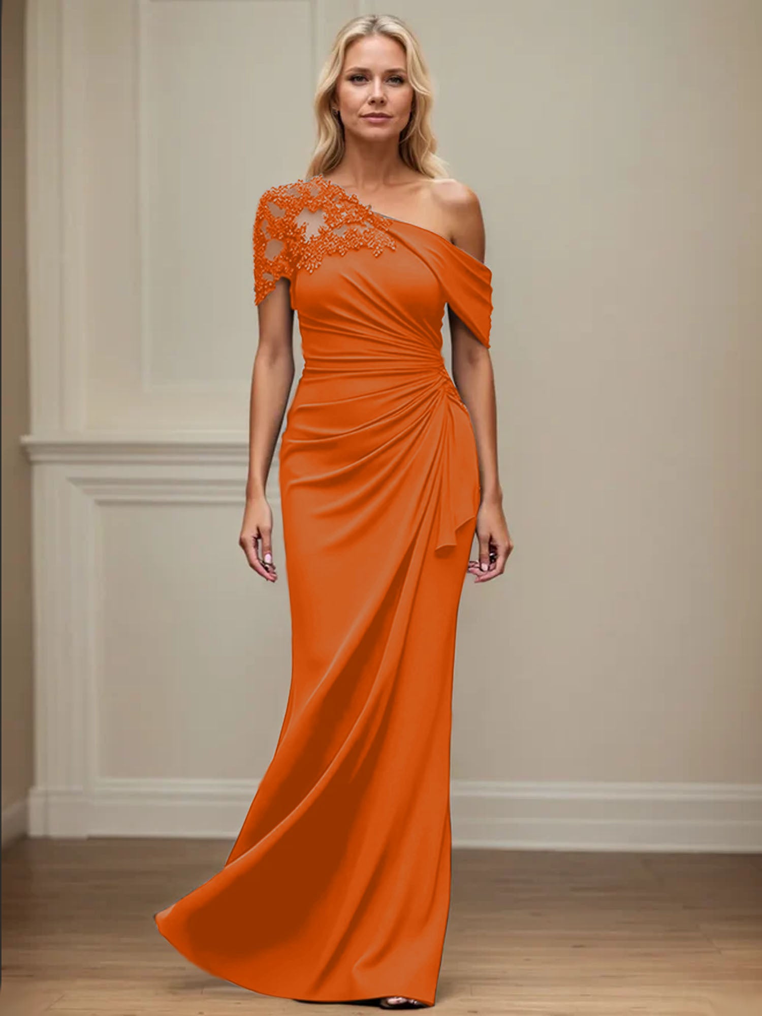 Trumpet/Mermaid Asymmetrical Mother of the Bride Dress with Appliques