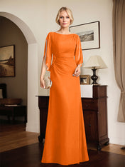 Sheath/Column Scoop Floor-Length Chiffon Mother of the Bride Dress With Pleated Beading