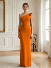 Green Formal Evening Dress Sheath One Shoulder Sleeveless Maxi Dress Gown