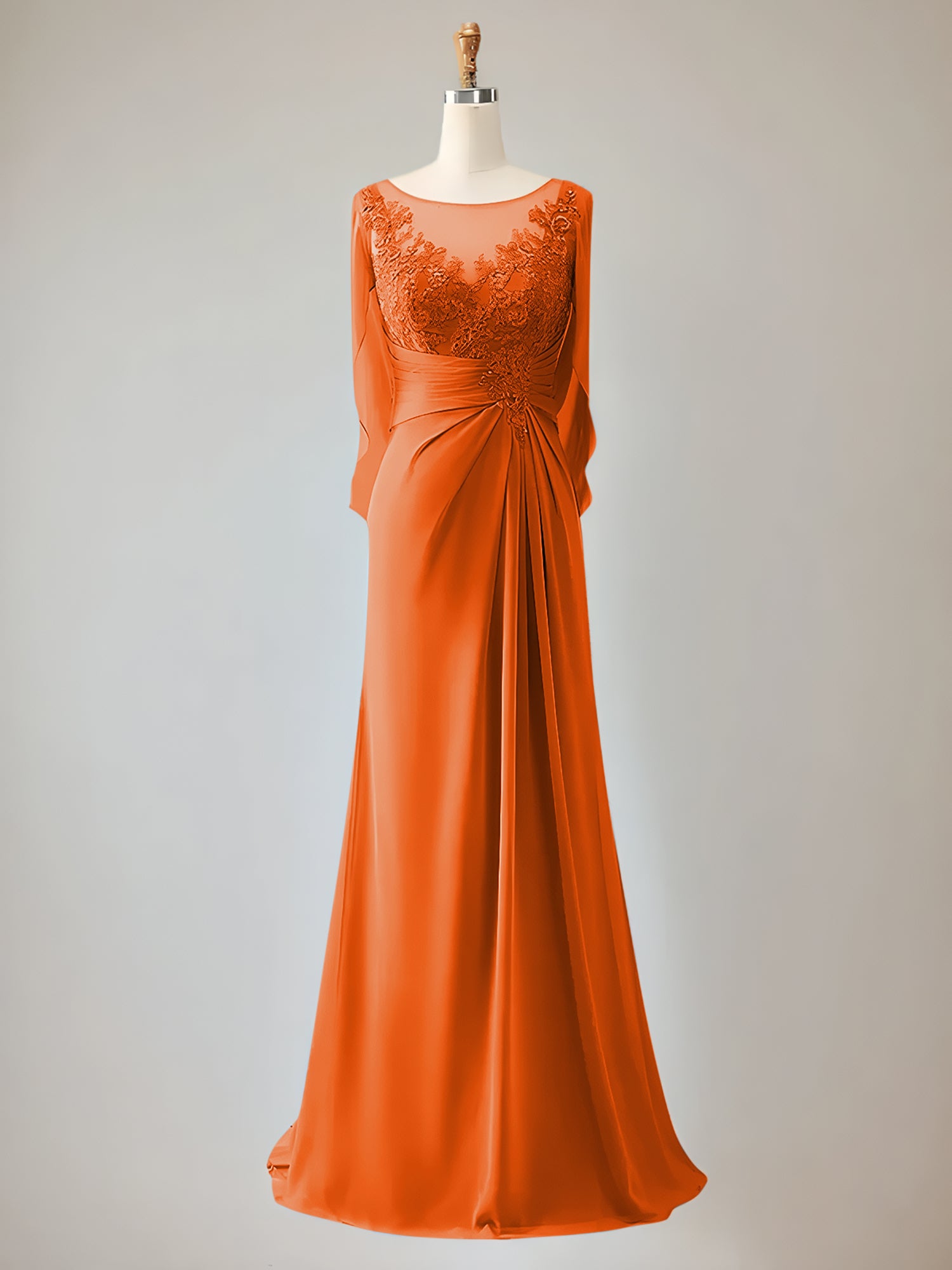 2 Sleeve Chiffon Mother of the Bride Dress With Beadings