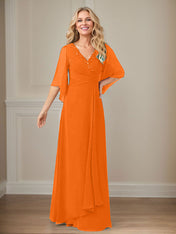 A-Line V-Neck Long Sequins Chiffon Mother Dress