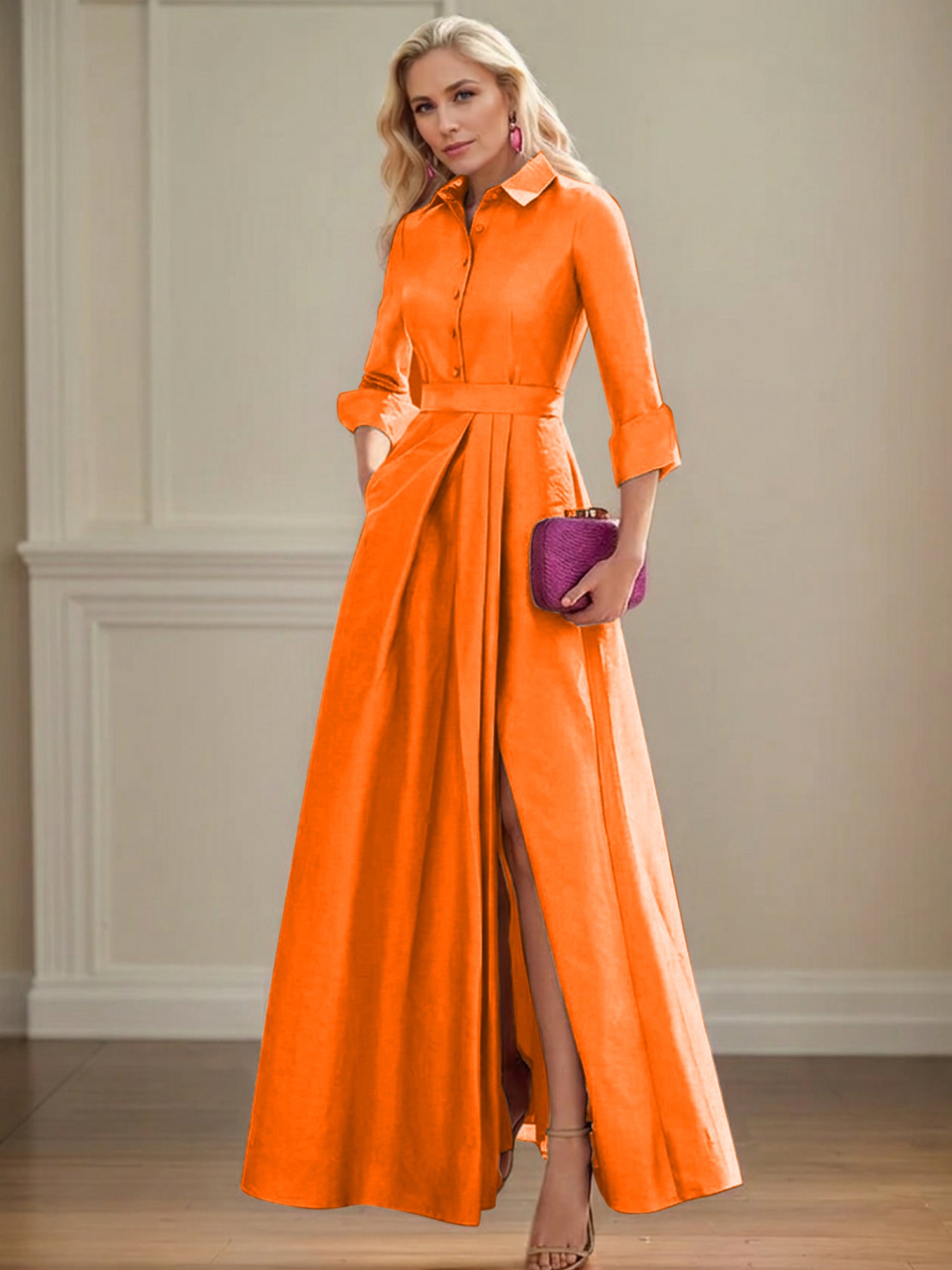 4 Sleeves Floor Length Mother of the Bride Dresses