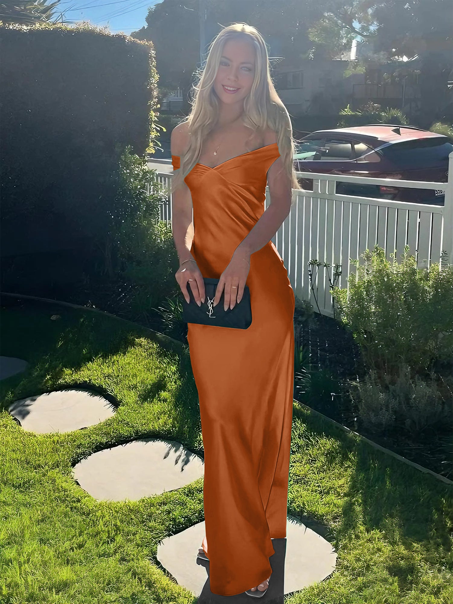 aqua orange dress AQUA & ORANGE OFF THE SHOULDER DRESS