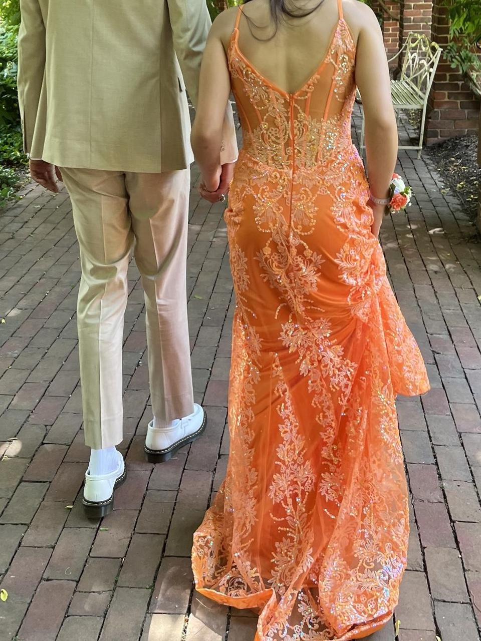 OrangeMermaidSpaghettiStrapsSequinsAppliquePromDress_3.jpg