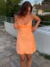 Spaghetti Straps Scoop Satin Short Party Homecoming Dress