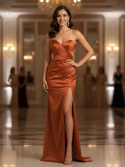 Sweetheart Side Slit Sheath Long Bridesmaid Dress
