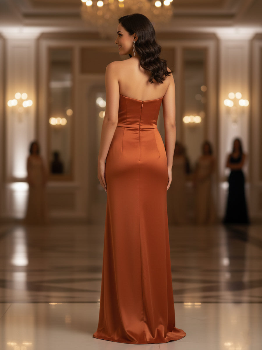 Sweetheart Side Slit Sheath Long Bridesmaid Dress