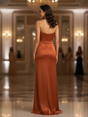 Sweetheart Side Slit Sheath Long Bridesmaid Dress