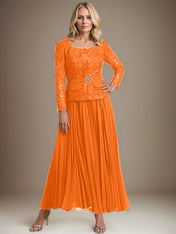 A-line Square Ankle-Length Chiffon Mother of the Bride Dress With Pleated