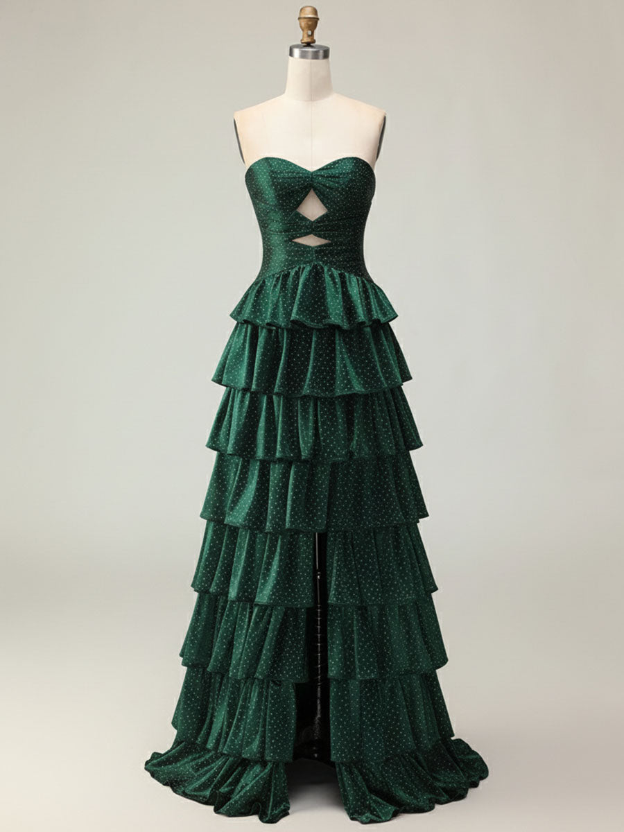 Orange A Line Strapless Sweetheart Satin Prom Dress with Keyhole