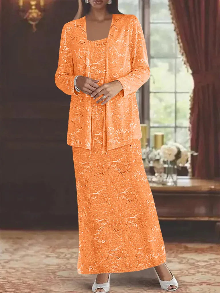 Robes de mère de la mariée en mousseline avec paillettes et veste 