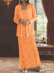 Robes de mère de la mariée en mousseline avec paillettes et veste 