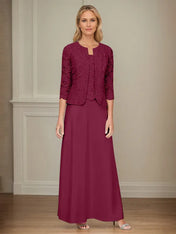 Glitter Lace & Satin Skirt Jacket Dress with Open Jacket