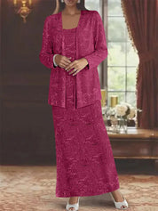 Robes de mère de la mariée en mousseline avec paillettes et veste 