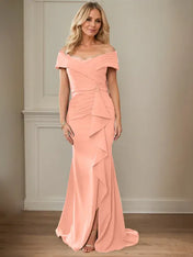 Sheath/Column V-Neck Illusion Floor-Length Lace Chiffon Mother of the Bride Dress With Pleated Sequins