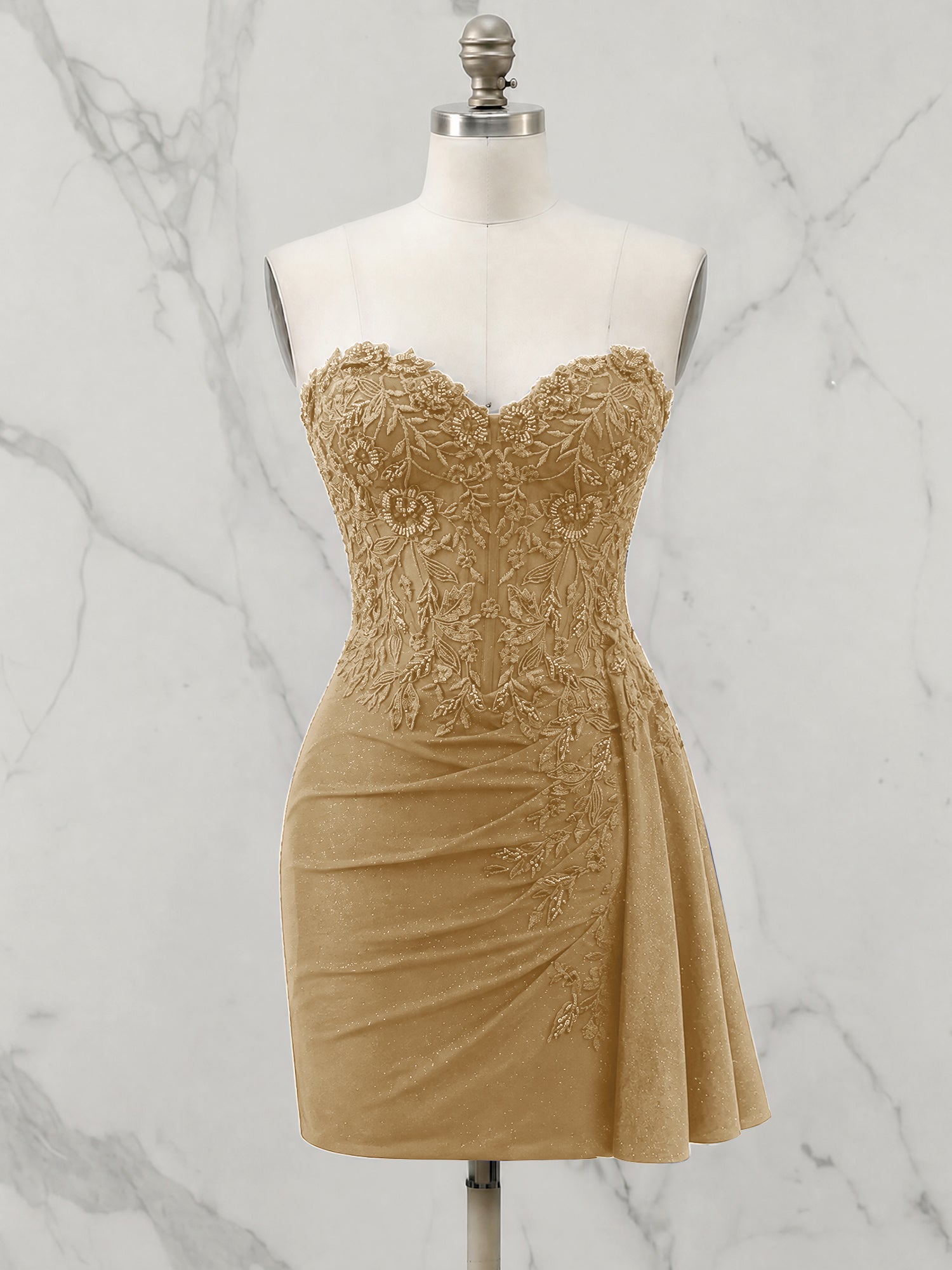 Strapless Sweetheart Draped Mini Homecoming Dress