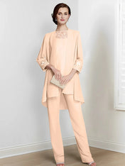 Chiffon Long Sleeves Mother Of The Bride Pantsuits With Jacket