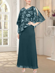 Robe longue en maille pailletée avec corsage asymétrique fantaisie superposé 