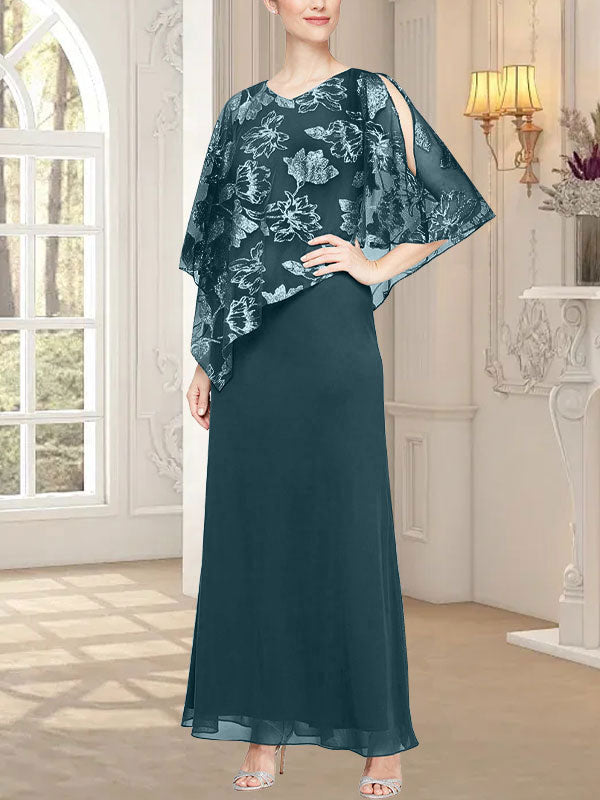 Robe longue en maille pailletée avec corsage asymétrique fantaisie superposé 