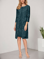 A-line Scoop Knee-Length Chiffon Lace Mother of the Bride Dress With Jacket